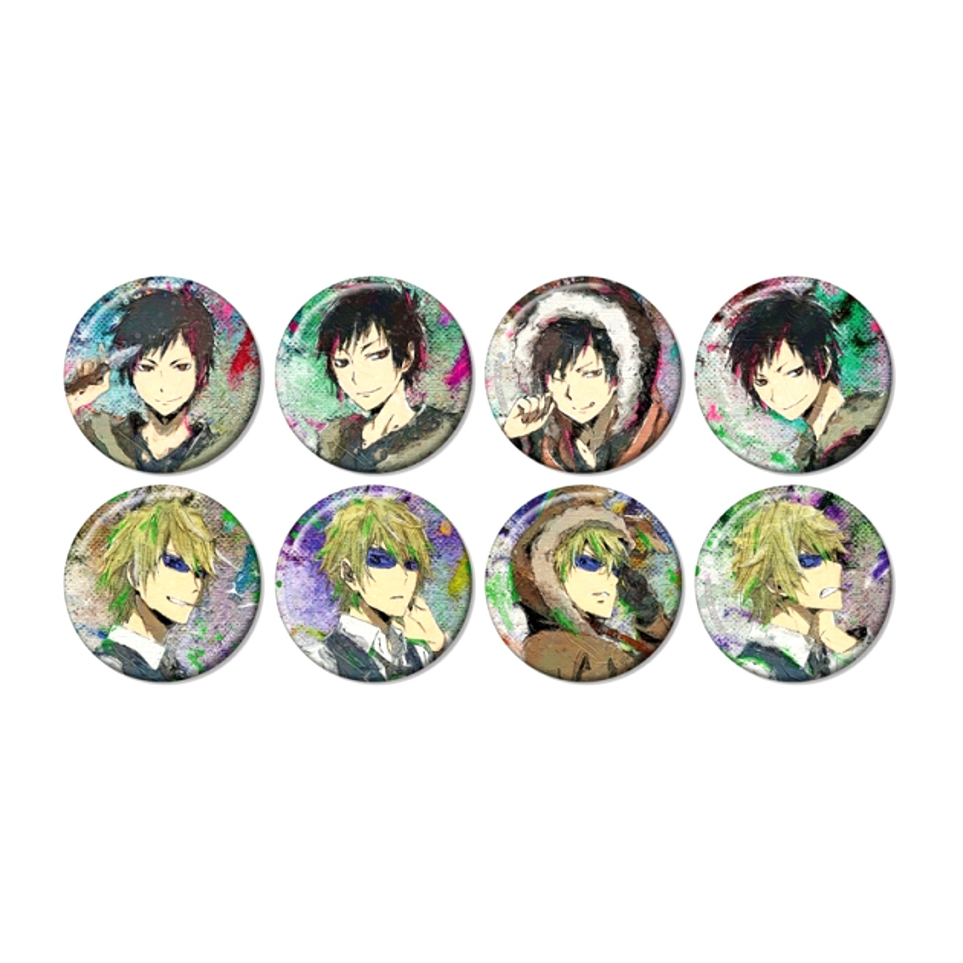 TV Anime "Durarara!!x2" Trading grunge CANVAS Izaya & Shizuo Can Badge (with Animate Bonus) [NEW]