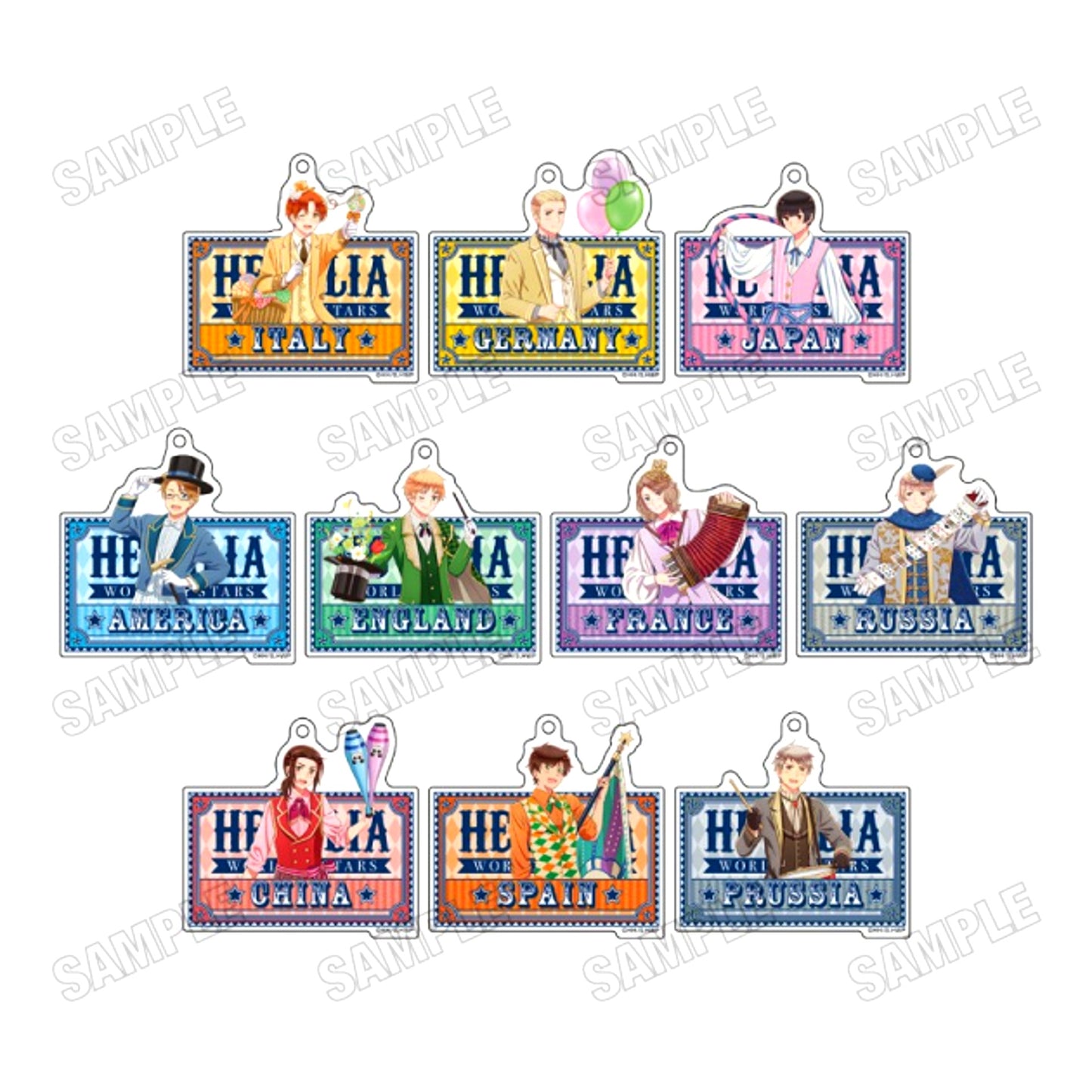 Anime Hetalia World Stars Newly Drawn Acrylic Keychain Collection Goods - Keychain Circus ver. Resale [NEW]