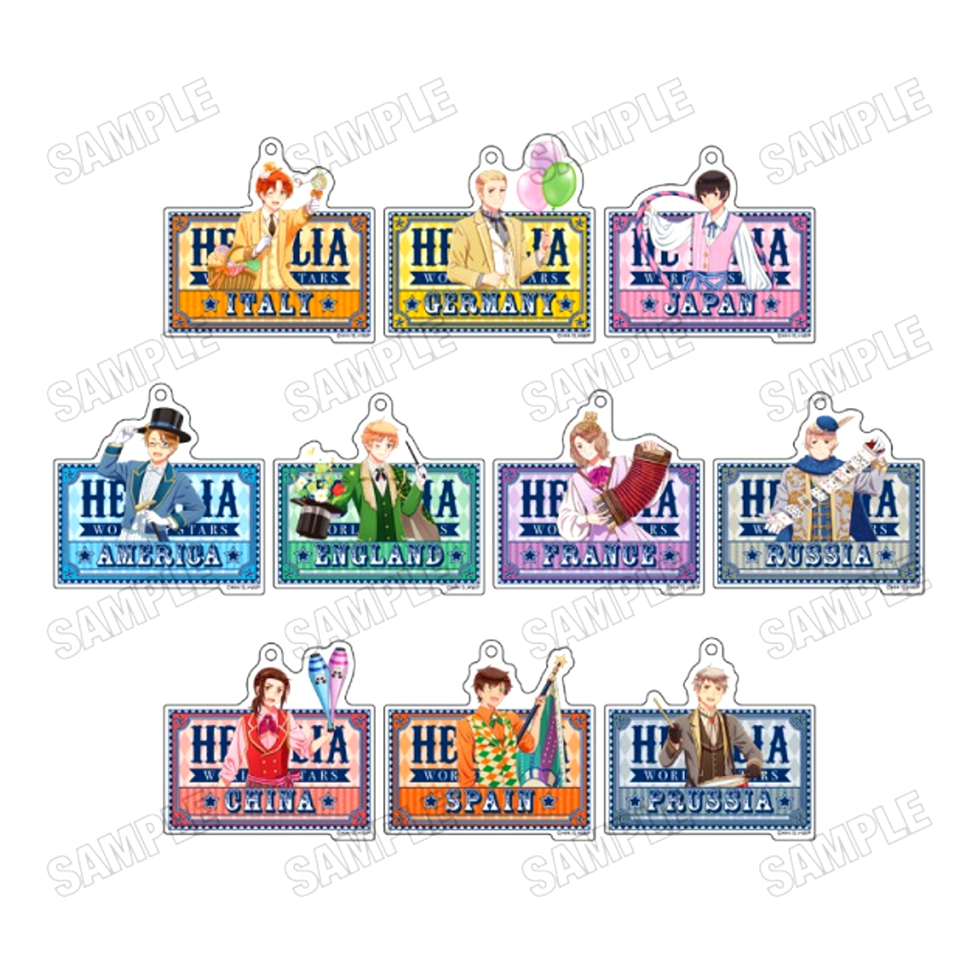 Anime Hetalia World Stars Newly Drawn Acrylic Keychain Collection Goods - Keychain Circus ver. Resale [NEW]
