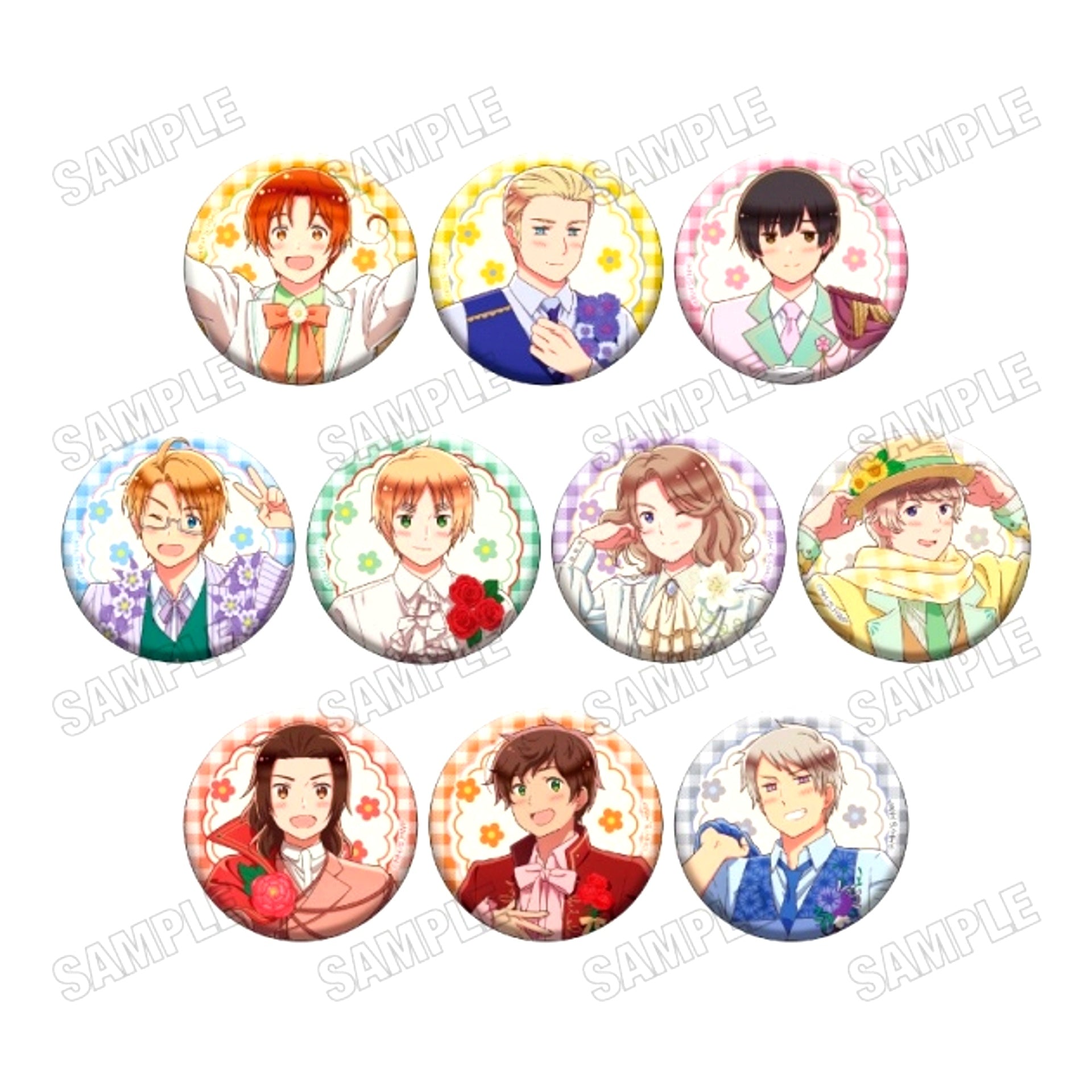 Anime Hetalia World Stars Newly Drawn Can Badge Collection (Flower Parade ver.) (Reissue) [NEW]