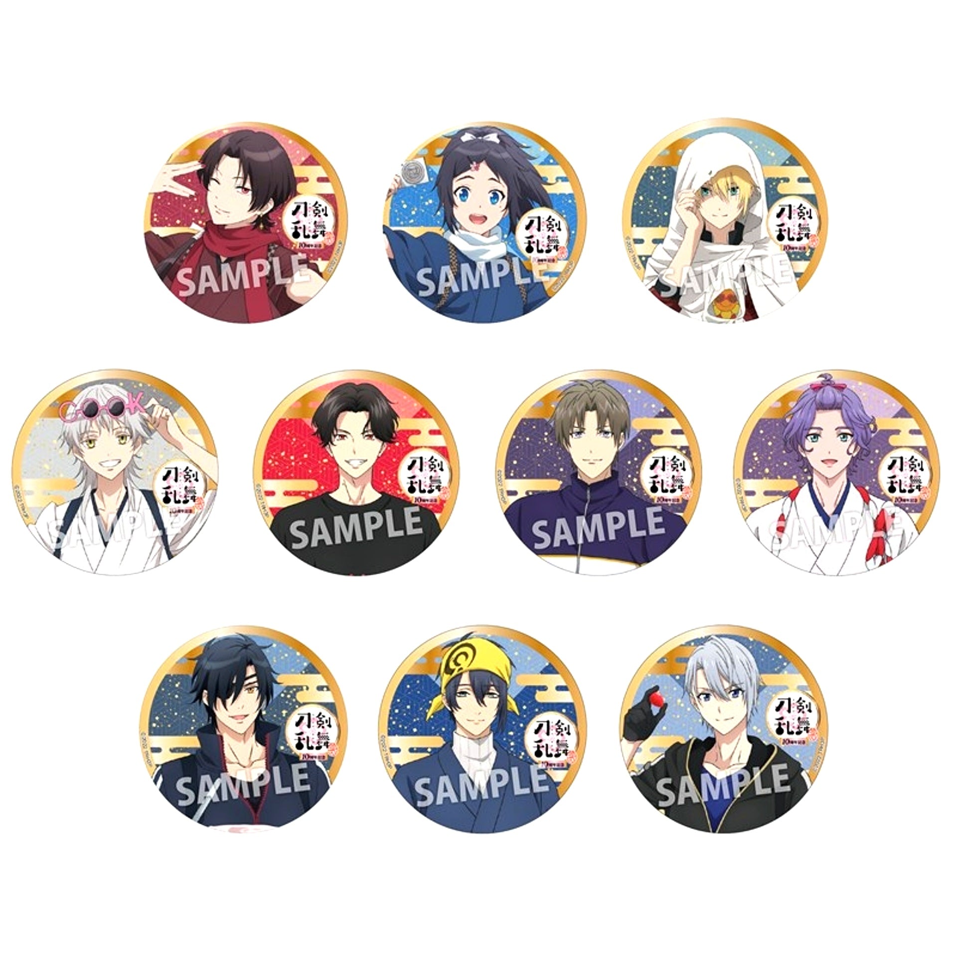 Anime "Touken Ranbu: Hanamaru" 10th Anniversary Newly Drawn Can Badge (Animate Limited) [NEW]