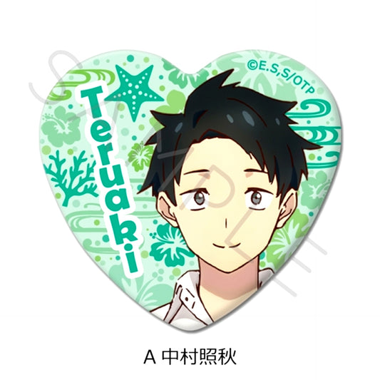 Okitsura: Fell in Love with an Okinawan Girl, but I Just Wish I Know What She's Saying TV Anime Heart Shaped Can Badge A (Teruaki Nakamura) [NEW]