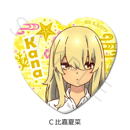 TV Anime "Okitsura: Fell in Love with an Okinawan Girl" Heart-Shaped Can Badge C (Higa Kana) [NEW]