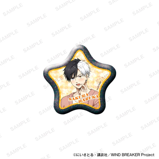 TV Anime WIND BREAKER Star-Shaped Kirakira Can Badge Together with Plush ver. Haruka Sakura [NEW]