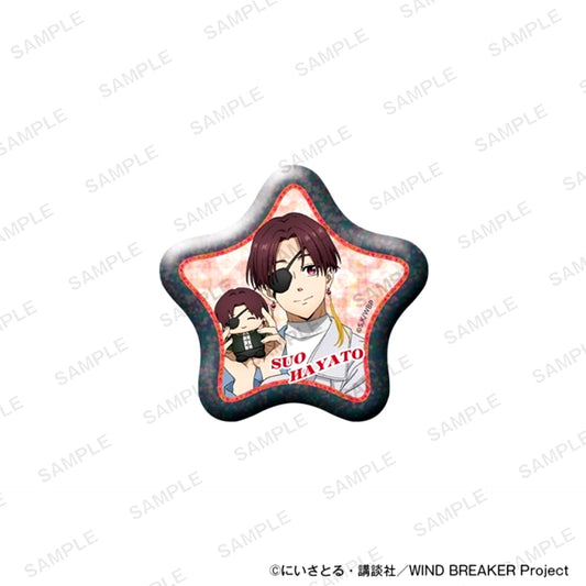 TV Anime WIND BREAKER Star-Shaped Kirakira Can Badge Together with Plush ver. Hayato Suo [NEW]