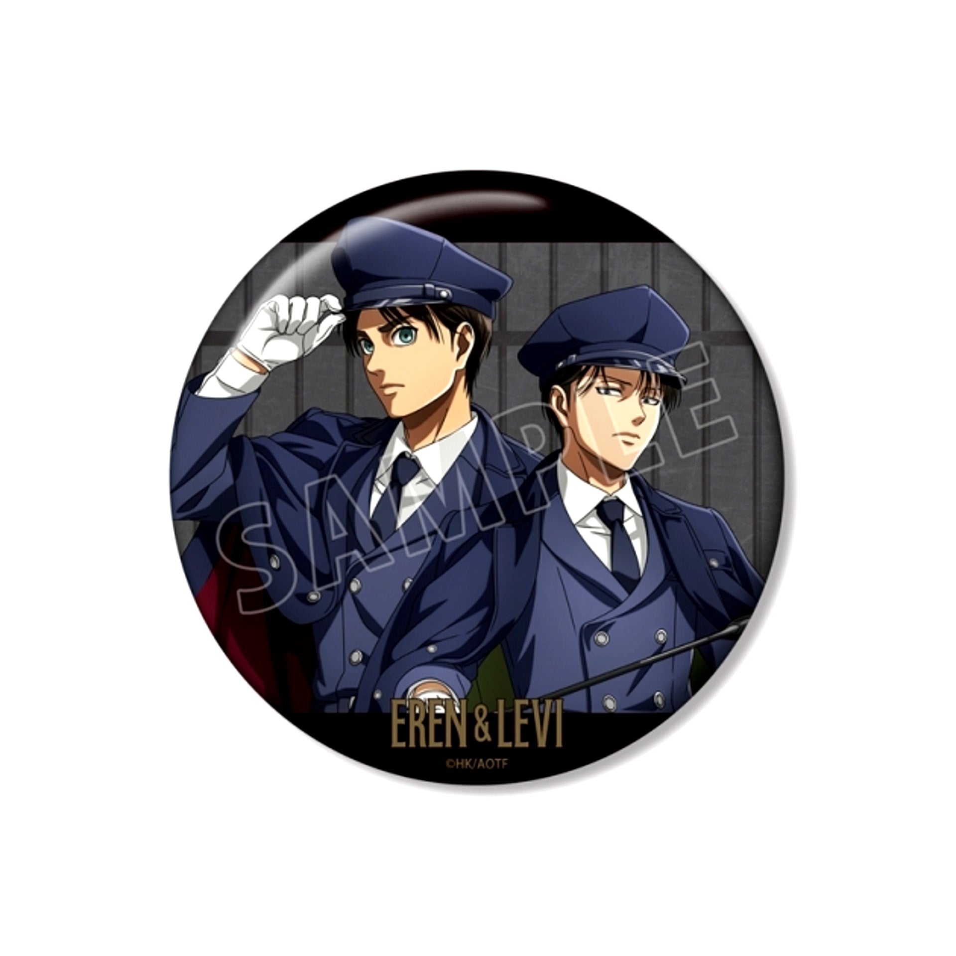 TV Anime "Attack on Titan" Newly Drawn Eren & Levi Prison Guard ver. 100mm Can Badge (Animate Advance Sale) [NEW]