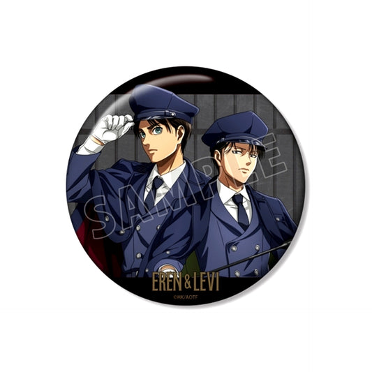 TV Anime "Attack on Titan" Newly Drawn Eren & Levi Prison Guard ver. 100mm Can Badge (Animate Advance Sale) [NEW]