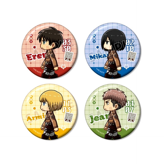 TV Anime Attack on Titan Chibitoko Set of 4 Buttons ver.A Goods - Bache animate Advance Sale [NEW]