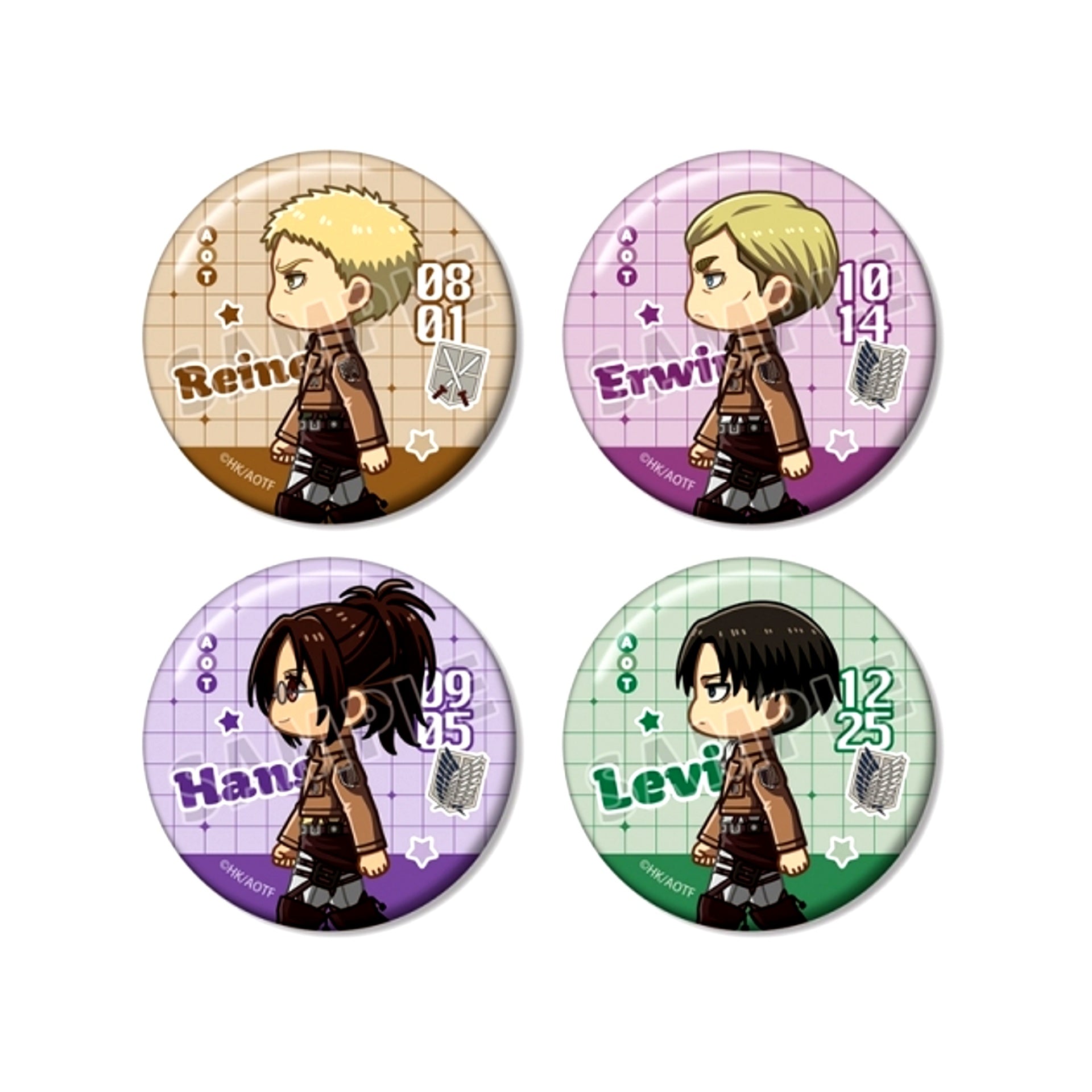 TV Anime Attack on Titan Chibitoko Set of 4 Buttons ver.B Goods - Bache animate Advance Sale [NEW]