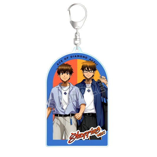 TV Anime Ace of Diamond act II -Second Season- Newly Drawn Sawamura Eijun & Miyuki Kazuya Casual Wear Shopping ver. BIG Acrylic Keychain [NEW]