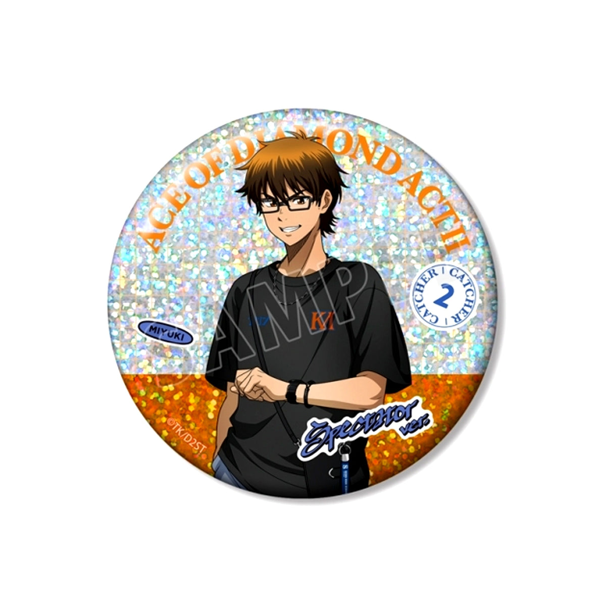TV Anime Ace of Diamond act II -Second Season- Newly Drawn Kazuya Miyuki Casual Clothes / Baseball Watching ver. 75mm Hologram Can Badge [NEW]