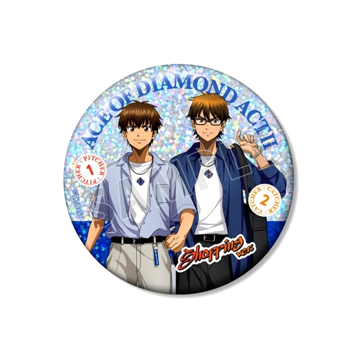 TV Anime Ace of the Diamond Act II: Second Season Newly Drawn Eijun Sawamura & Kazuya Miyuki Casual Clothes / Shopping ver. 75mm Hologram Can Badge [NEW]