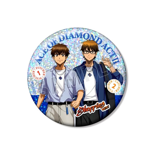 TV Anime Ace of the Diamond Act II: Second Season Newly Drawn Eijun Sawamura & Kazuya Miyuki Casual Clothes / Shopping ver. 75mm Hologram Can Badge [NEW]