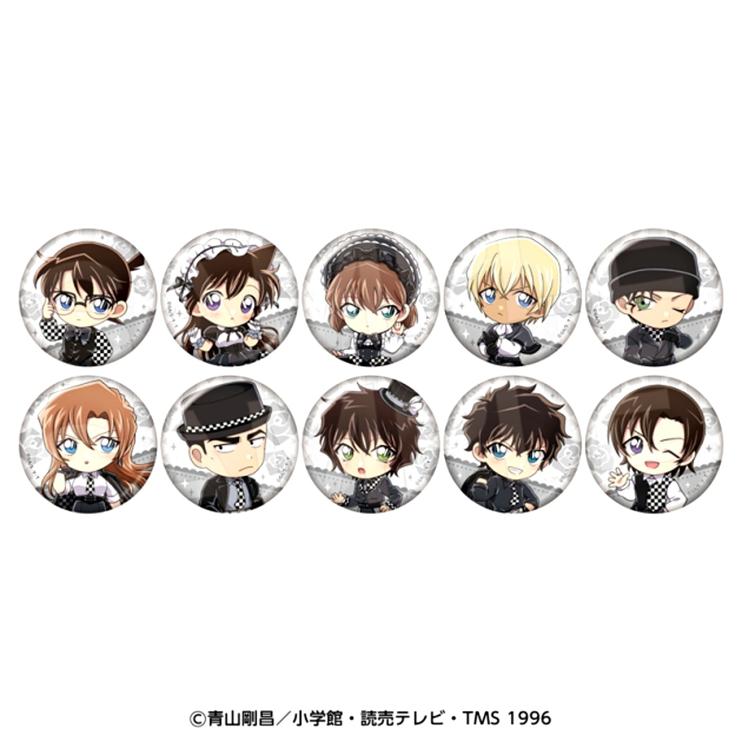 Detective Conan Character Badge Collection (Goth Checkmate) All 10 Types [NEW]