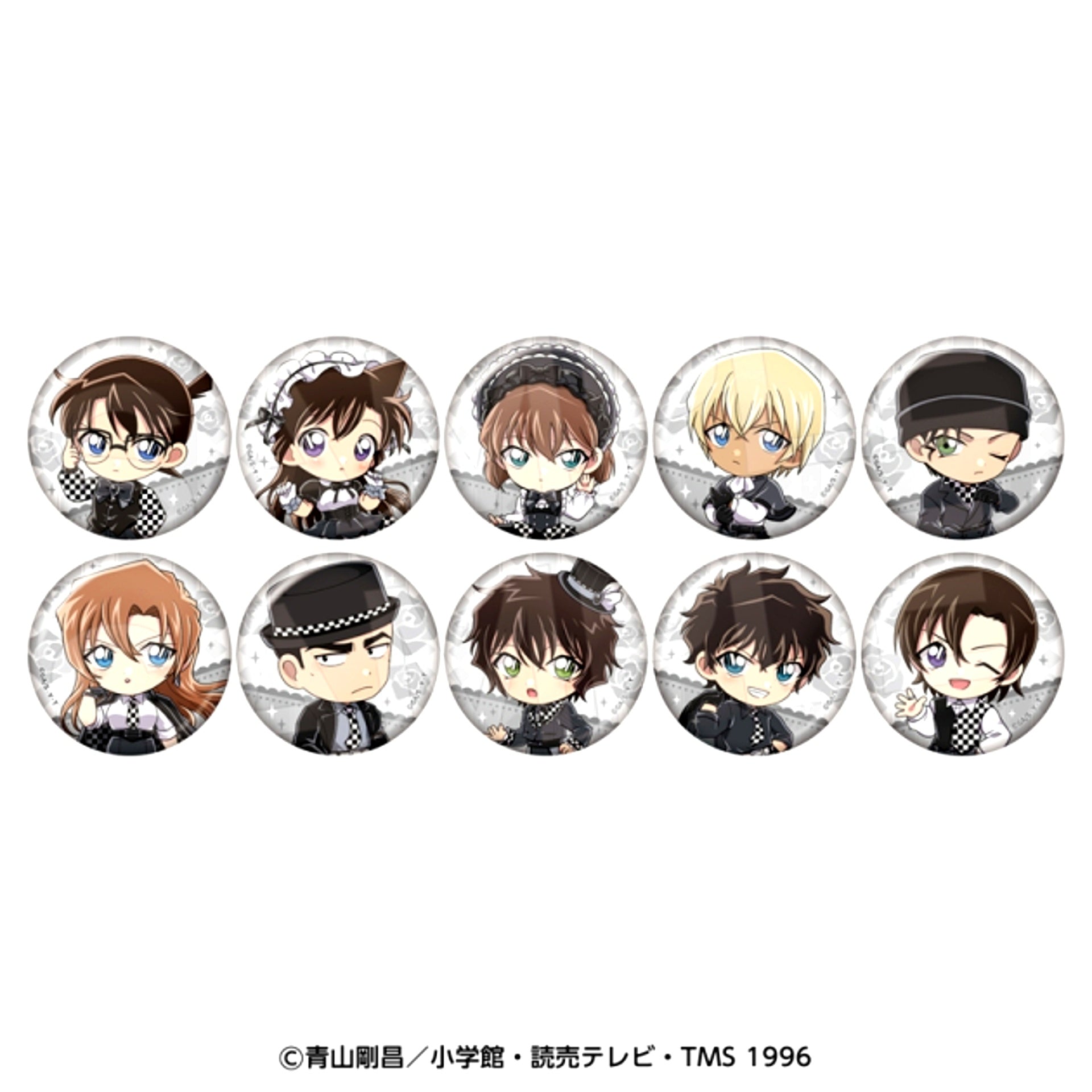 Detective Conan Character Badge Collection (Goth Checkmate) All 10 Types [NEW]
