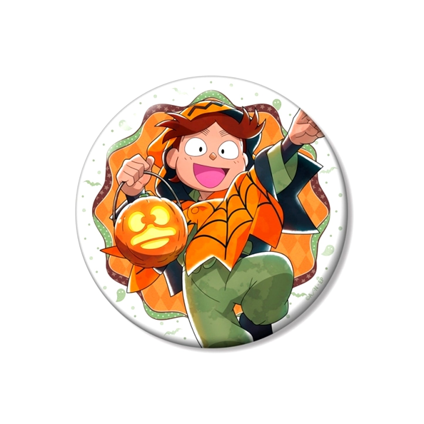 Nintama Rantaro Newly Drawn Sakubei Tomimatsu Trip or Sweet Chapter Ver. 100mm Can Badge [NEW]
