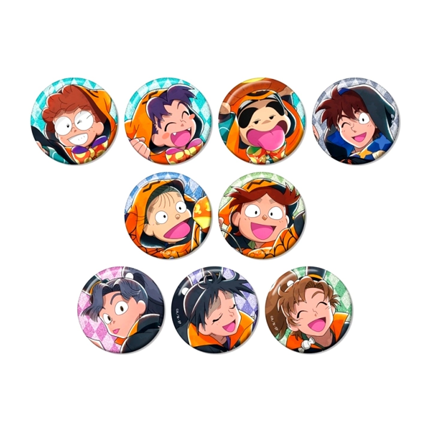 Nintama Rantaro Newly Drawn Trip or Sweet no Dan ver. Trading Glitter Can Badge (with Animate Bonus) (Animate Limited) [NEW]