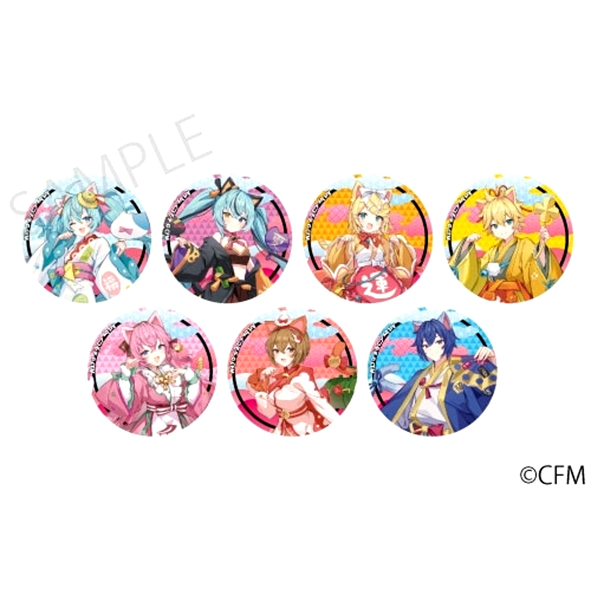 Hatsune Miku x Maneki Neko x Midsummer Kumagaya Sparkle Trading Can Badge Art by Ikomochi (All 7 Types) (1 Piece) [NEW]