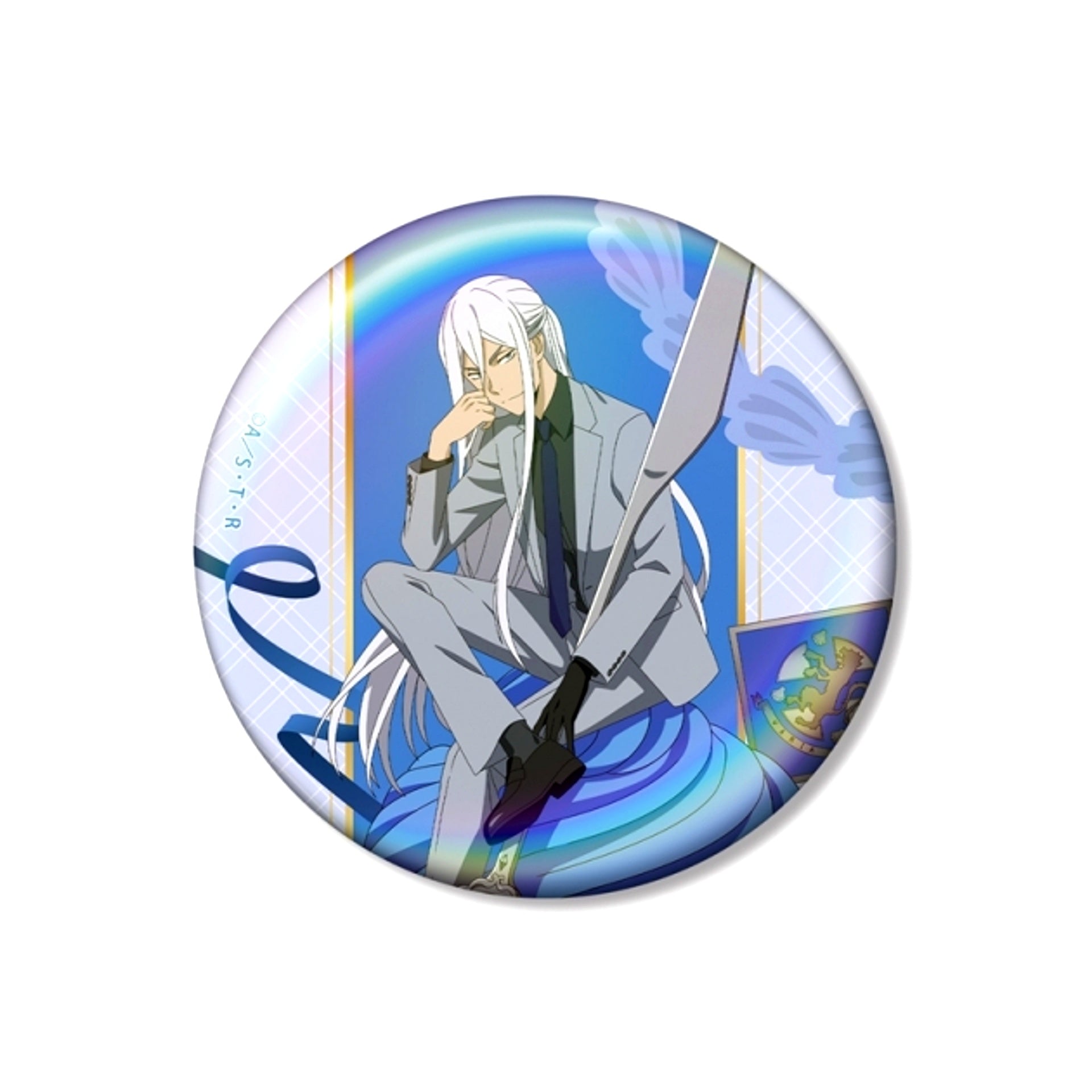 TV Anime Katekyo Hitman Reborn! Newly Drawn Superbi Squalo (10 Years Later) Cutlery ver. 75mm Aurora Can Badge [NEW]