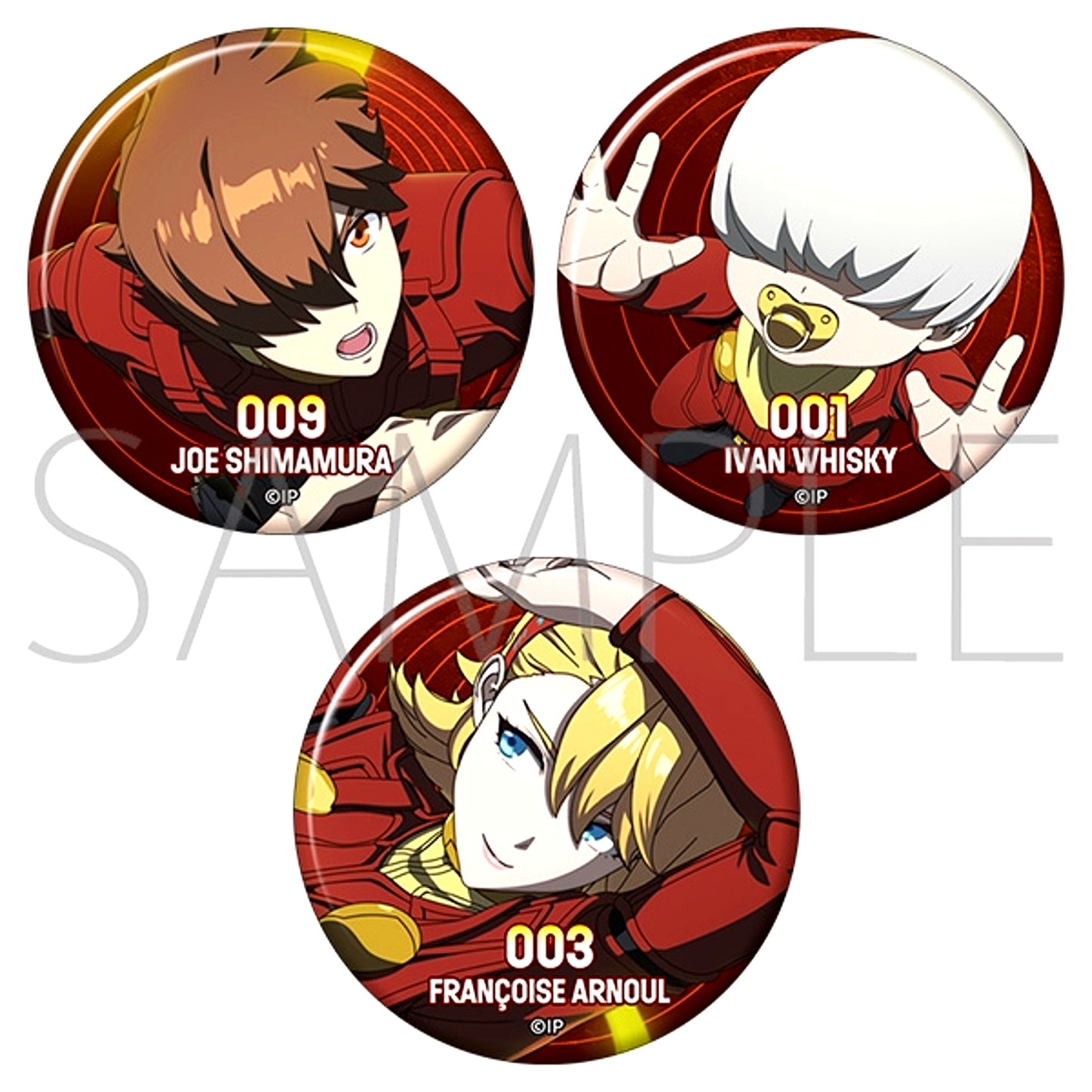 Cyborg 009 Nemesis Can Badge Set 009 / Joe Shimamura 001 / Ivan Whisky 003 / Francoise Arnoule [NEW]