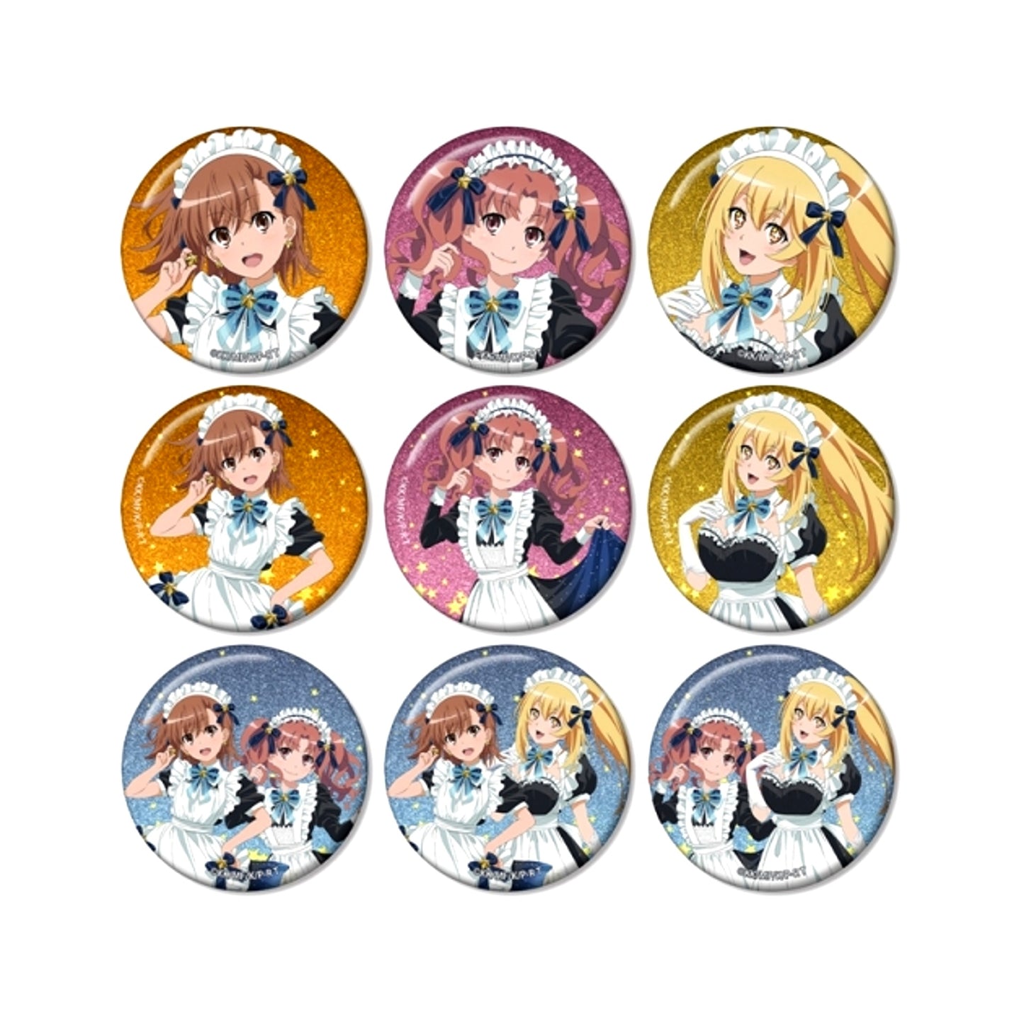 A Certain Scientific Railgun T Newly Drawn Starry Sky Maid ver. Trading Glitter Can Badge (with Bonus) [NEW]