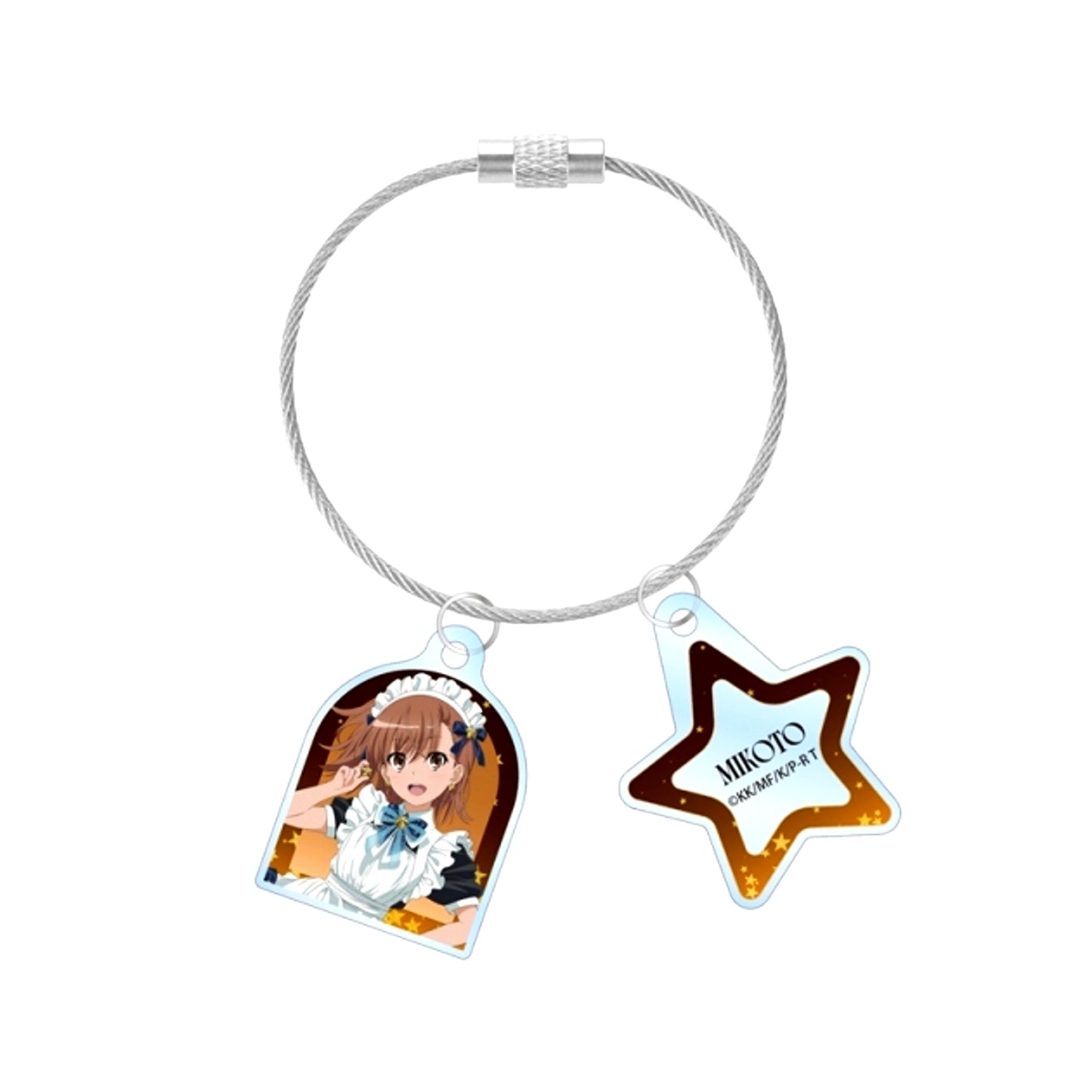 A Certain Scientific Railgun T Newly Drawn Mikoto Misaka Starry Sky Maid ver. Double Wire Acrylic Keychain [NEW]