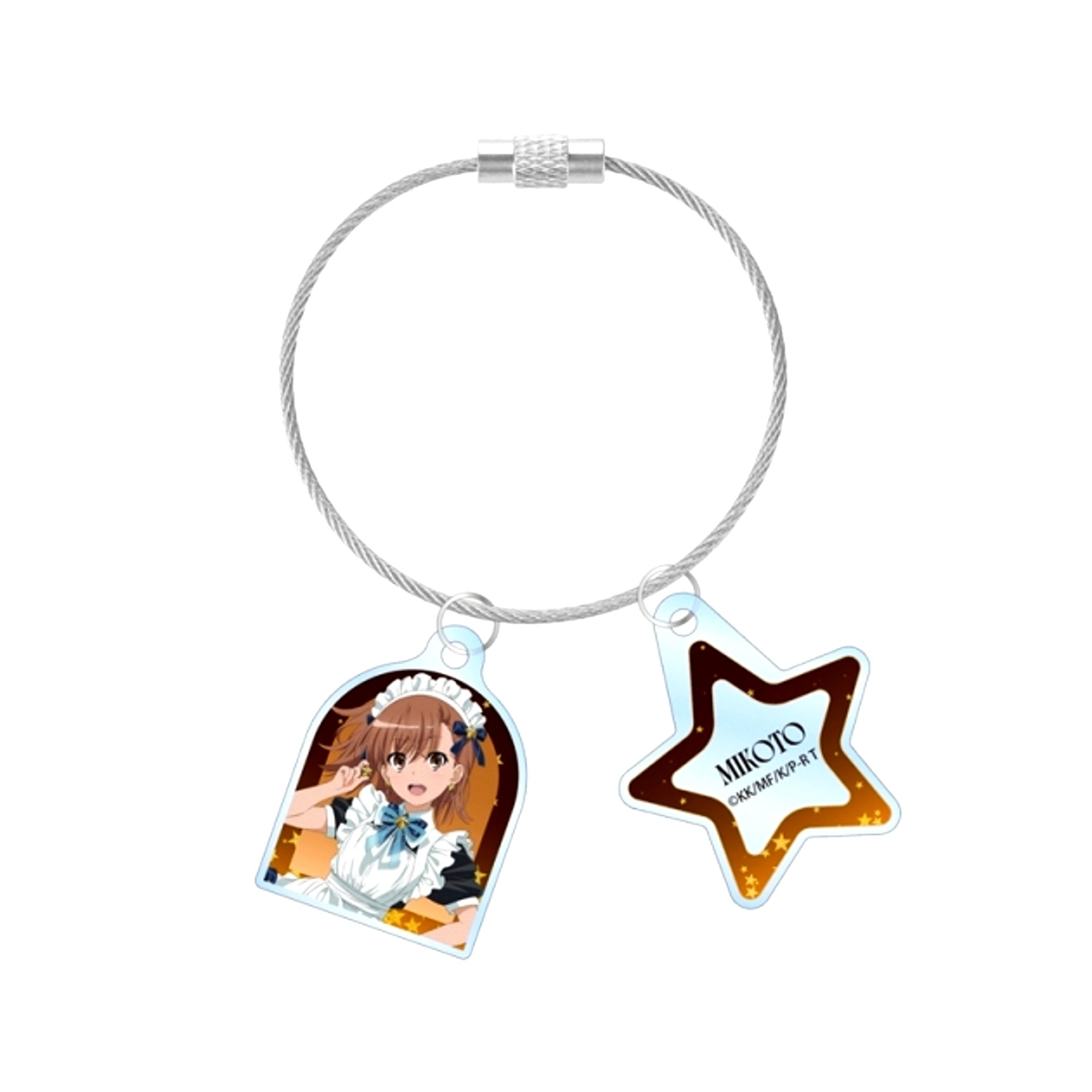 A Certain Scientific Railgun T Newly Drawn Mikoto Misaka Starry Sky Maid ver. Double Wire Acrylic Keychain [NEW]