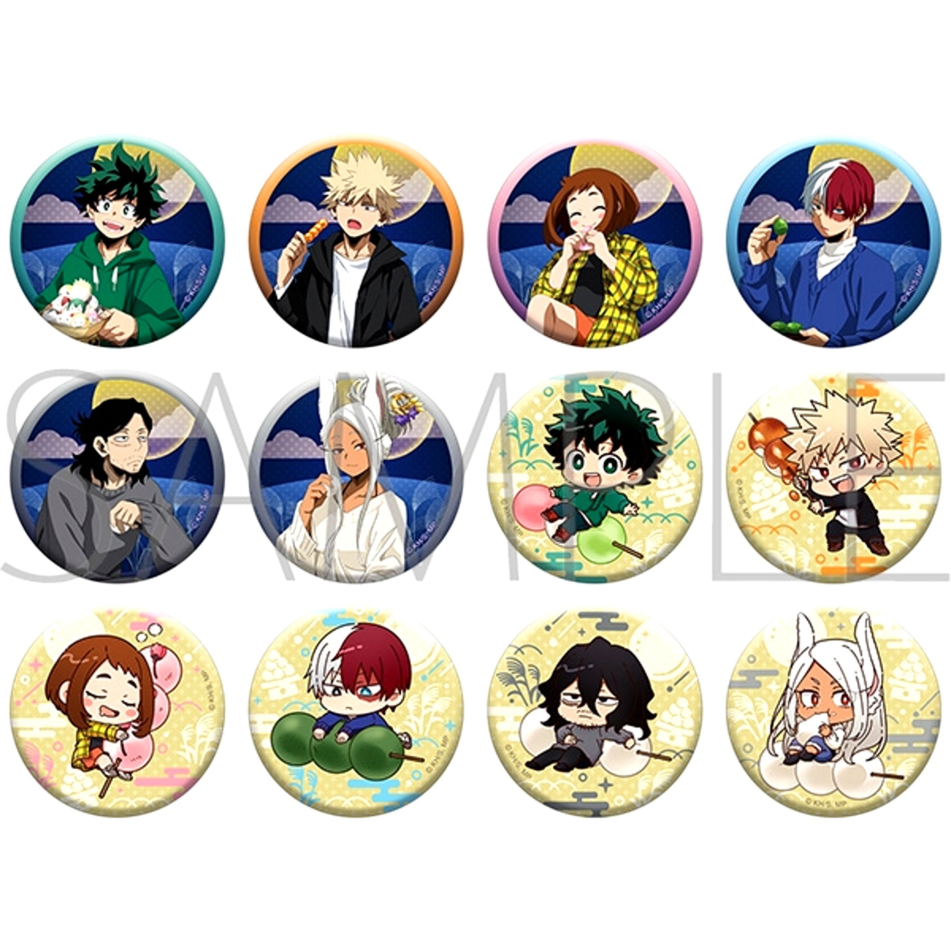 My Hero Academia Button Collection Moon Viewing Ver. Goods - Badge All 12 Types [NEW]