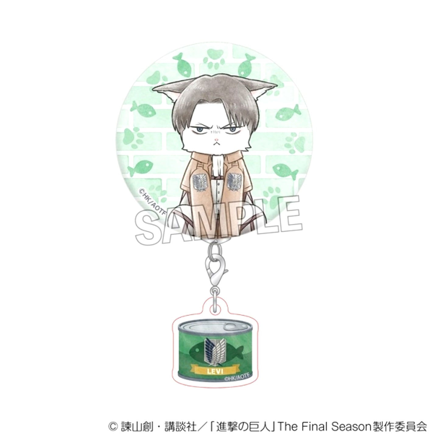 Attack on Titan Survey Corps Nyan Can Badge with Charm Levi [NEW]