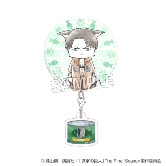 Attack on Titan Survey Corps Nyan Can Badge with Charm Levi [NEW]