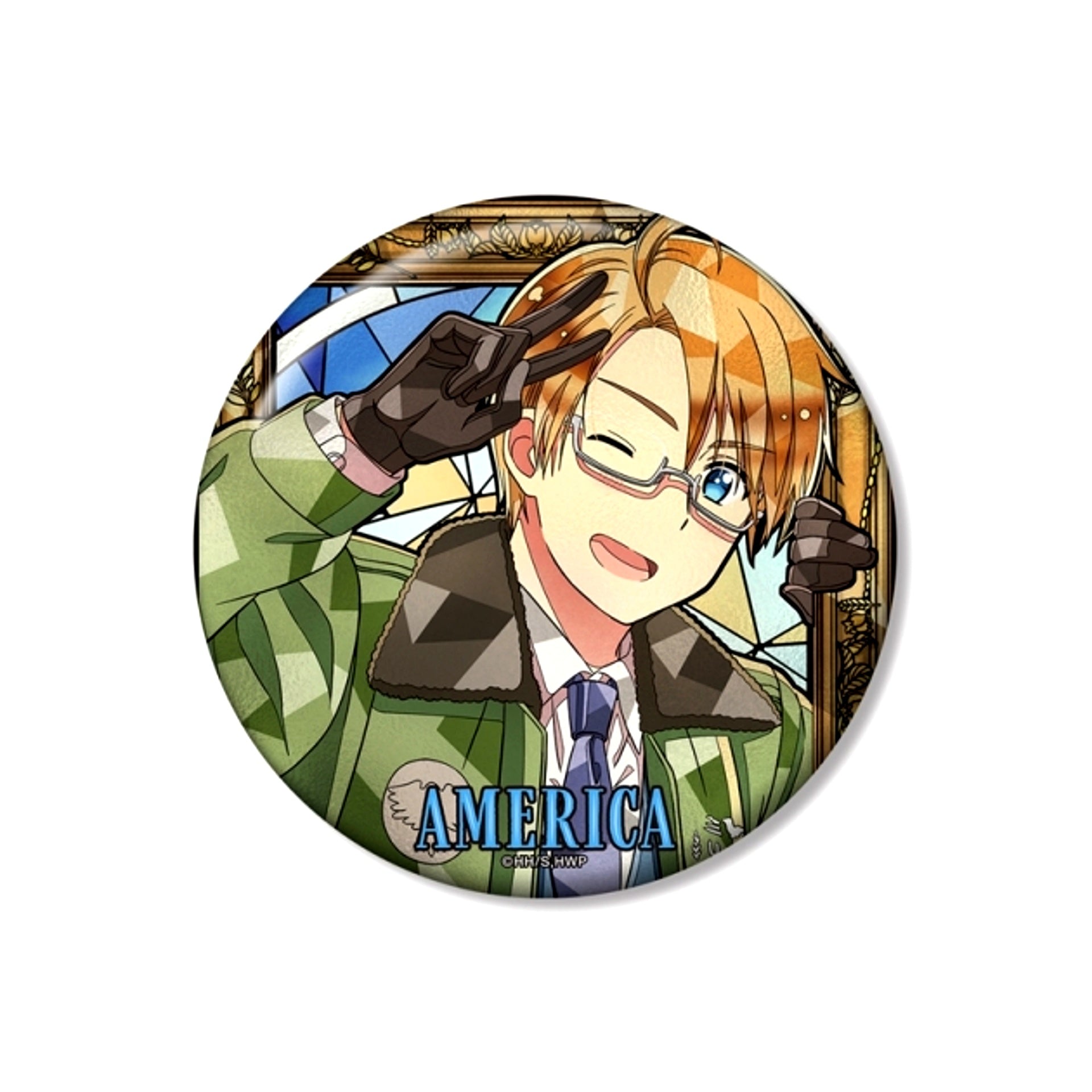 Anime Hetalia World Stars America Aure Glass 100mm Button Goods - Bache [NEW]