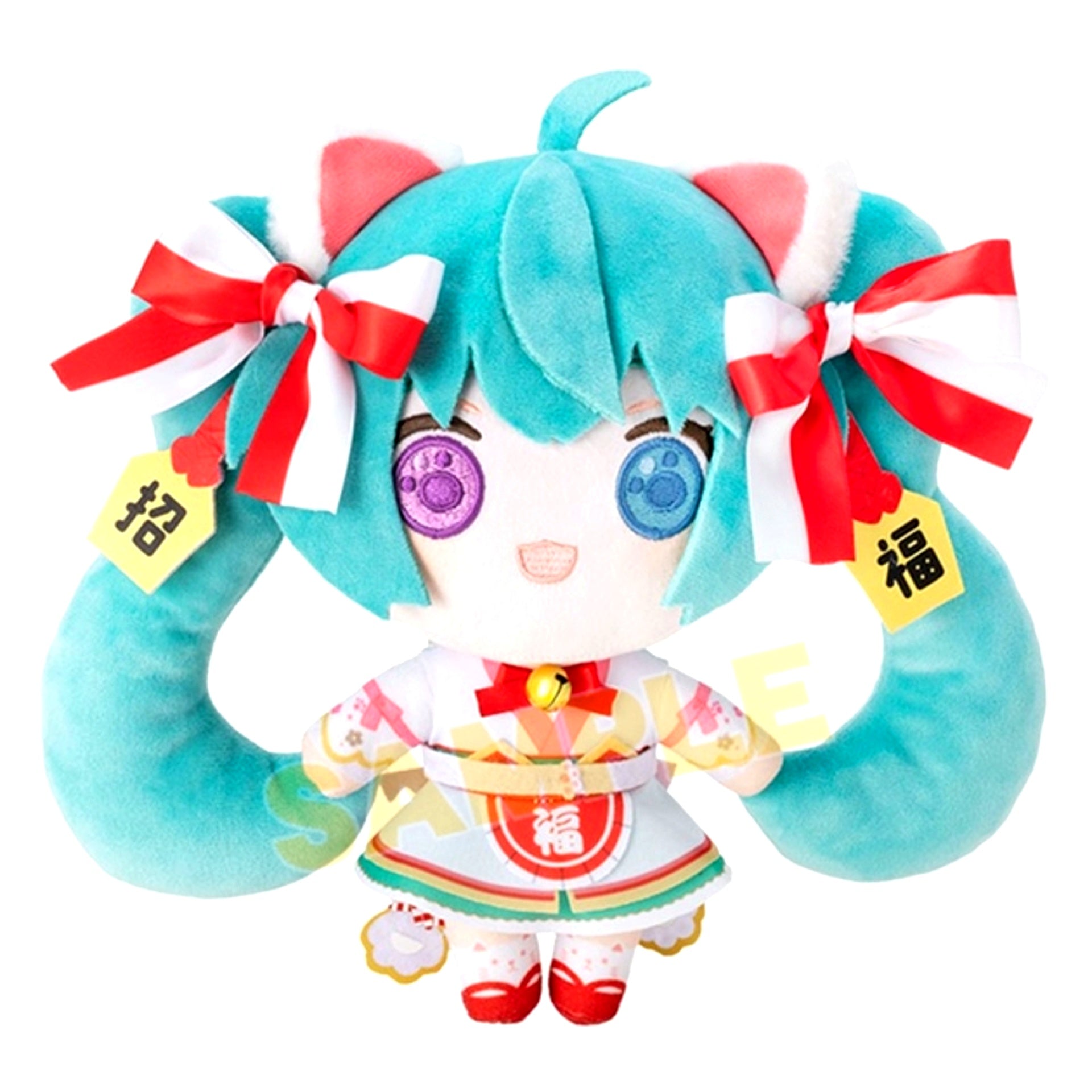 Vocaloid Hatsune Miku x Maneki Neko Hatsune Miku White Cat Plush Standard Art by Rassu [NEW]