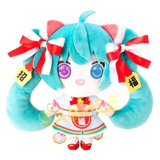 Vocaloid Hatsune Miku x Maneki Neko Hatsune Miku White Cat Plush Standard Art by Rassu [NEW]