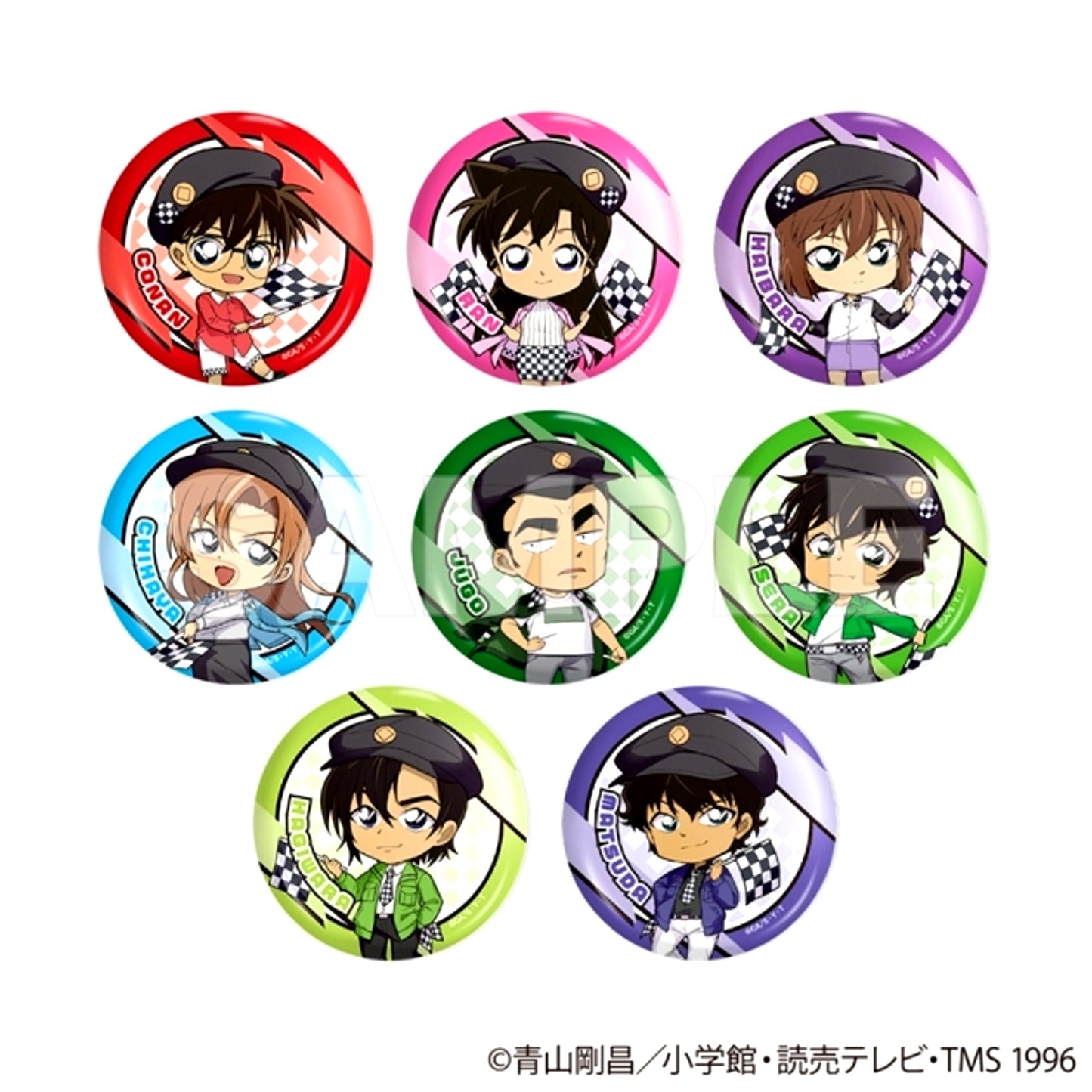 Detective Conan Trading Can Badge Checkered Flag (1) (Reissue) [NEW]