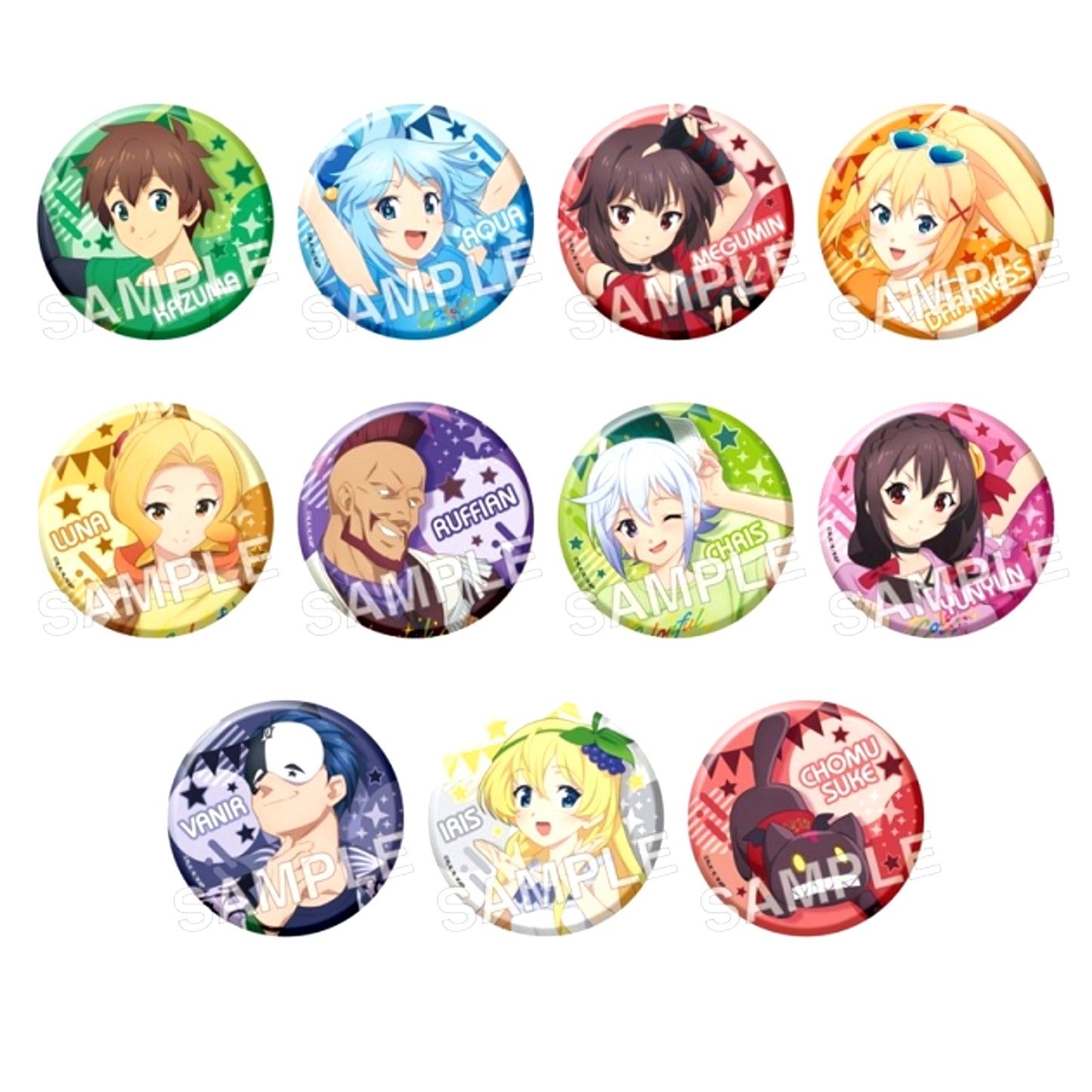 Anime KonoSuba: God's Blessing on This Wonderful World! Trading Kirakira Button Colorful ver. Goods - Badge [NEW]