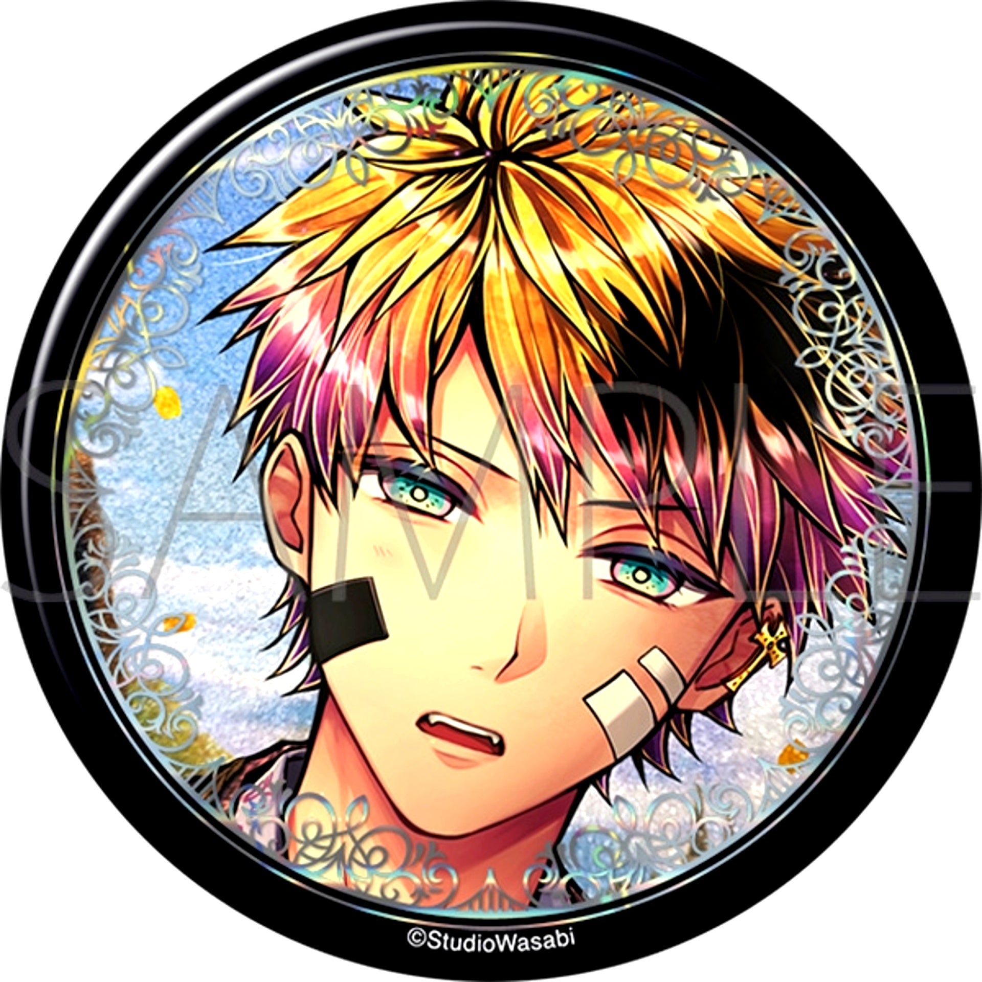 Devil Butler with Black Cat Big Glitter Can Badge / Rono Teddy Bear That Brings Happiness [NEW]