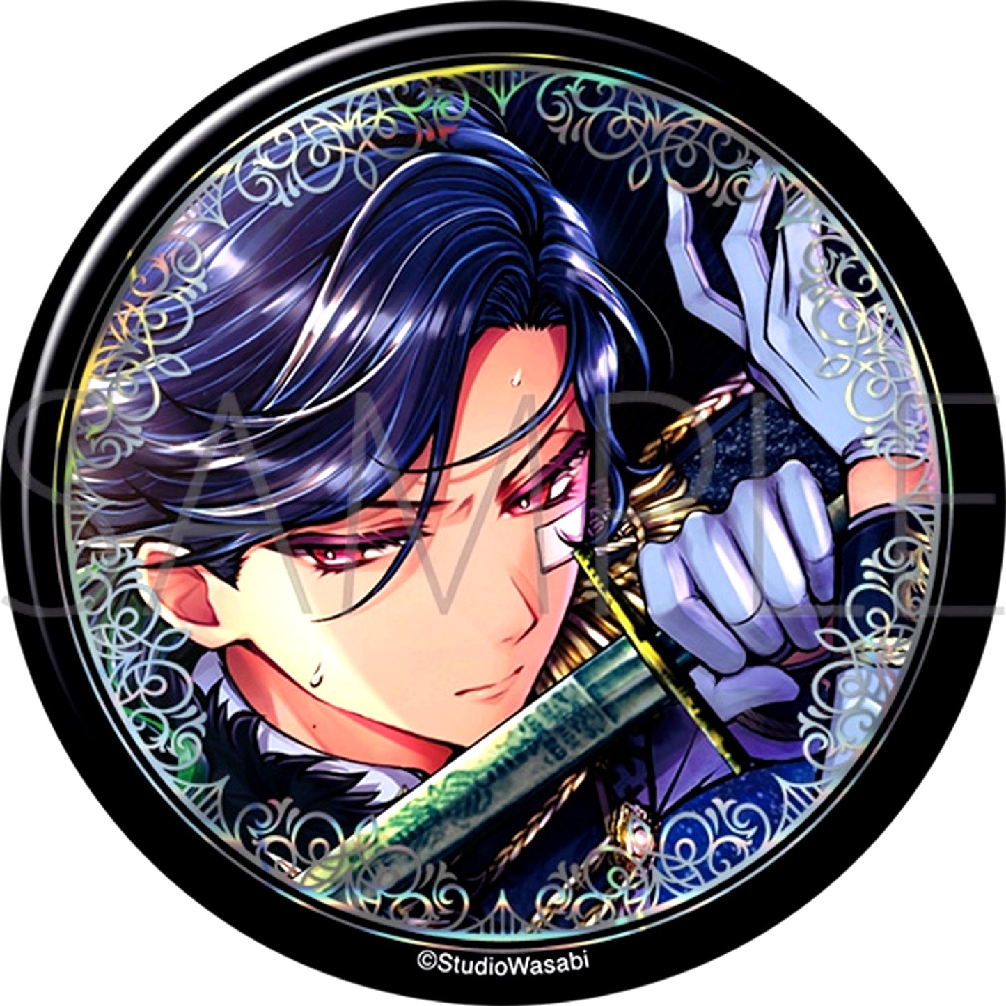 Devil Butler with Black Cat Big Glitter Can Badge / Bastien Tale of the Reminiscing Swordsman [NEW]
