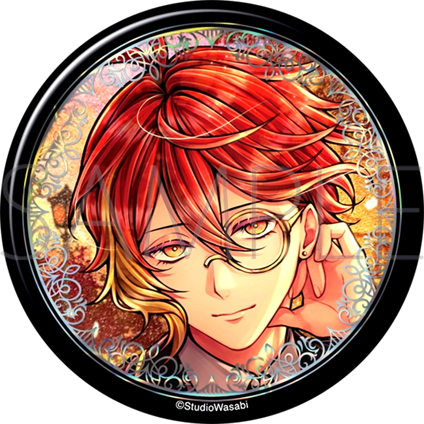 Devil Butler with Black Cat Big Glitter Can Badge / Fennesz The Vanished Boarding Student and the Angel's Light [NEW]