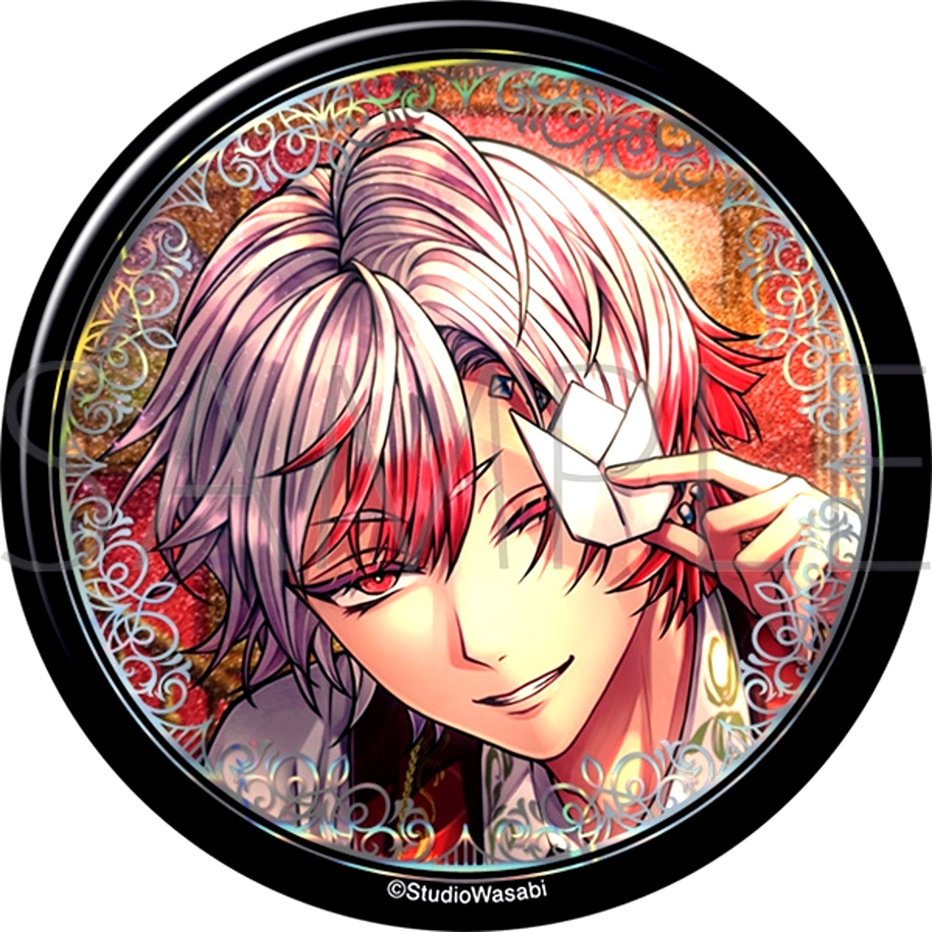 Devil Butler with Black Cat Big Glitter Can Badge / Amon The Garden the Butler Loved [NEW]
