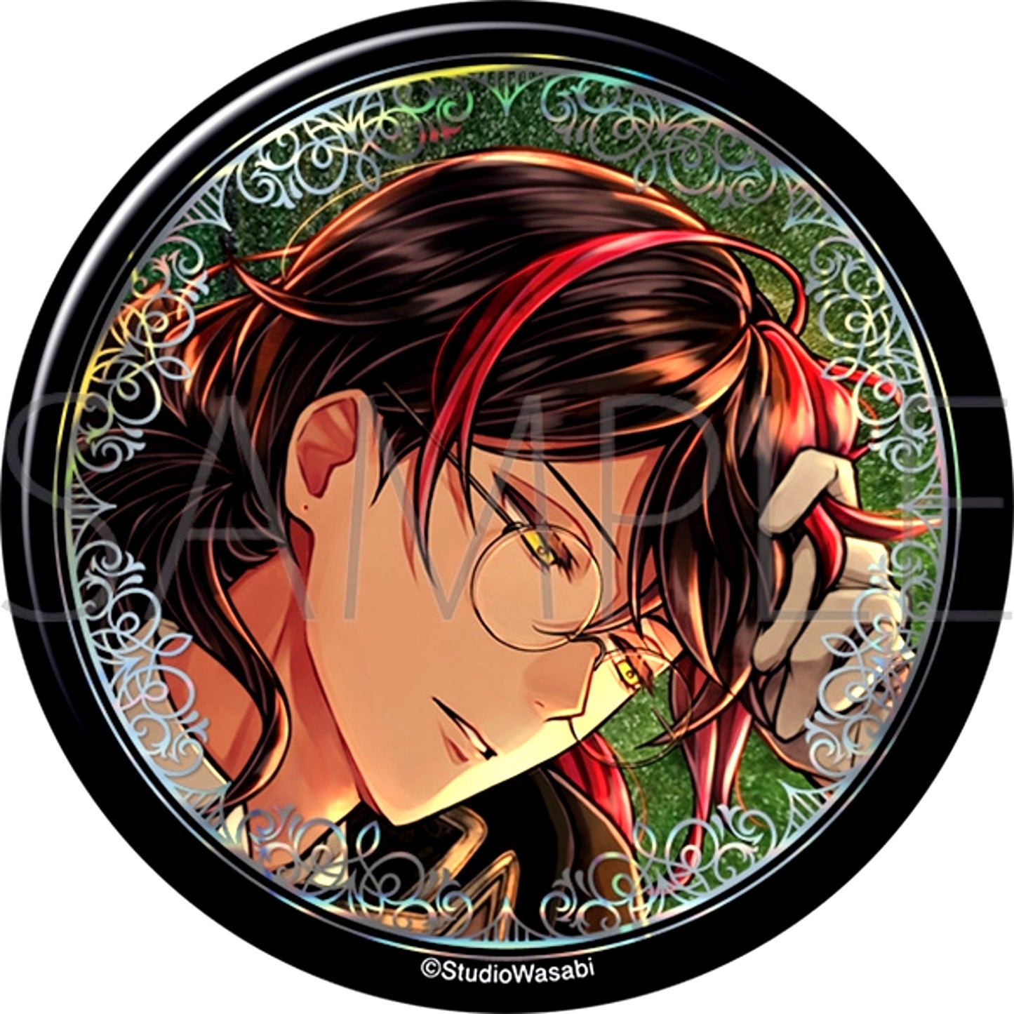 Devil Butler with Black Cat Big Glitter Can Badge / Lucas The Butler Academy [NEW]