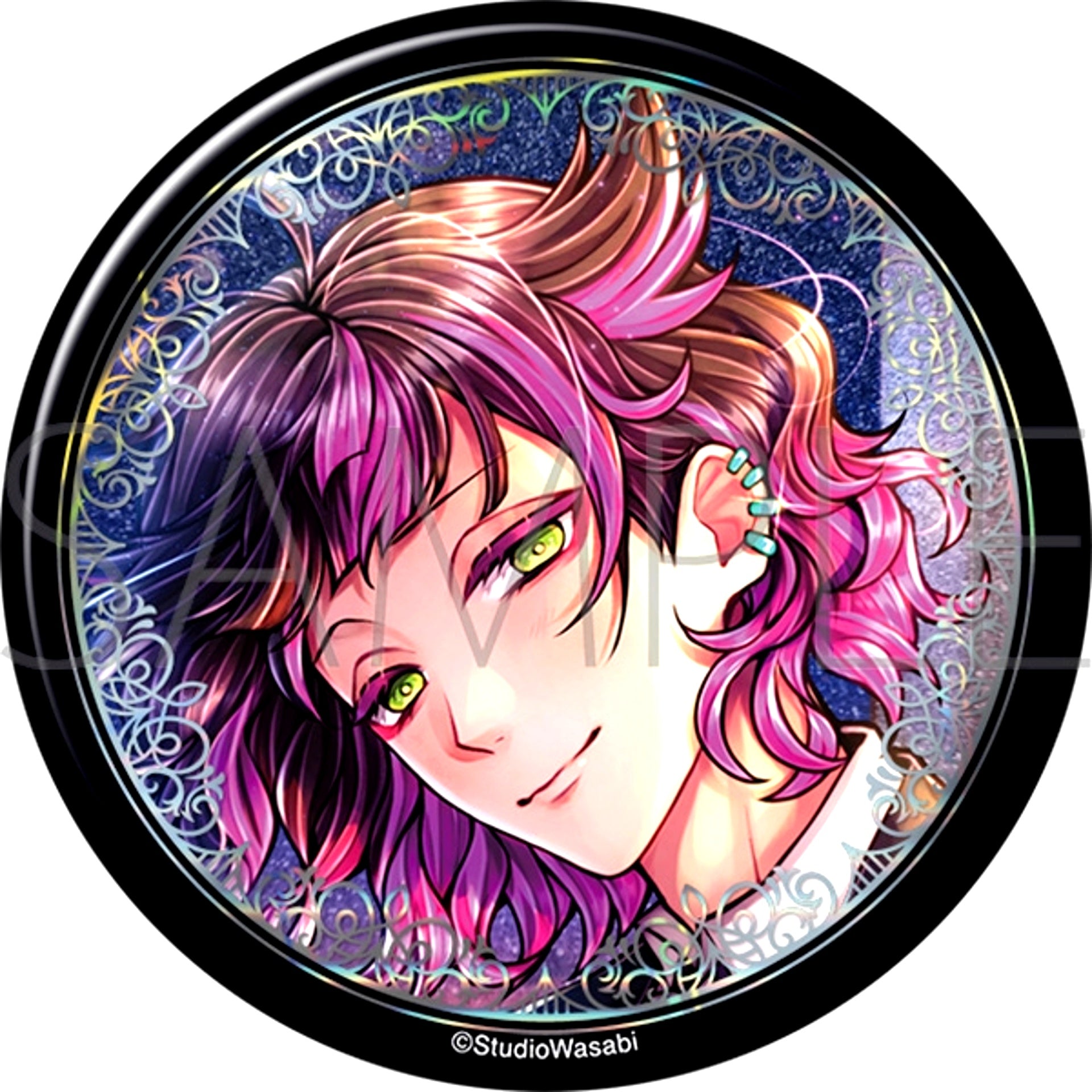 Devil Butler with Black Cat Big Glitter Can Badge / Lamli The Vanished Boarding Student and the Angel's Light [NEW]