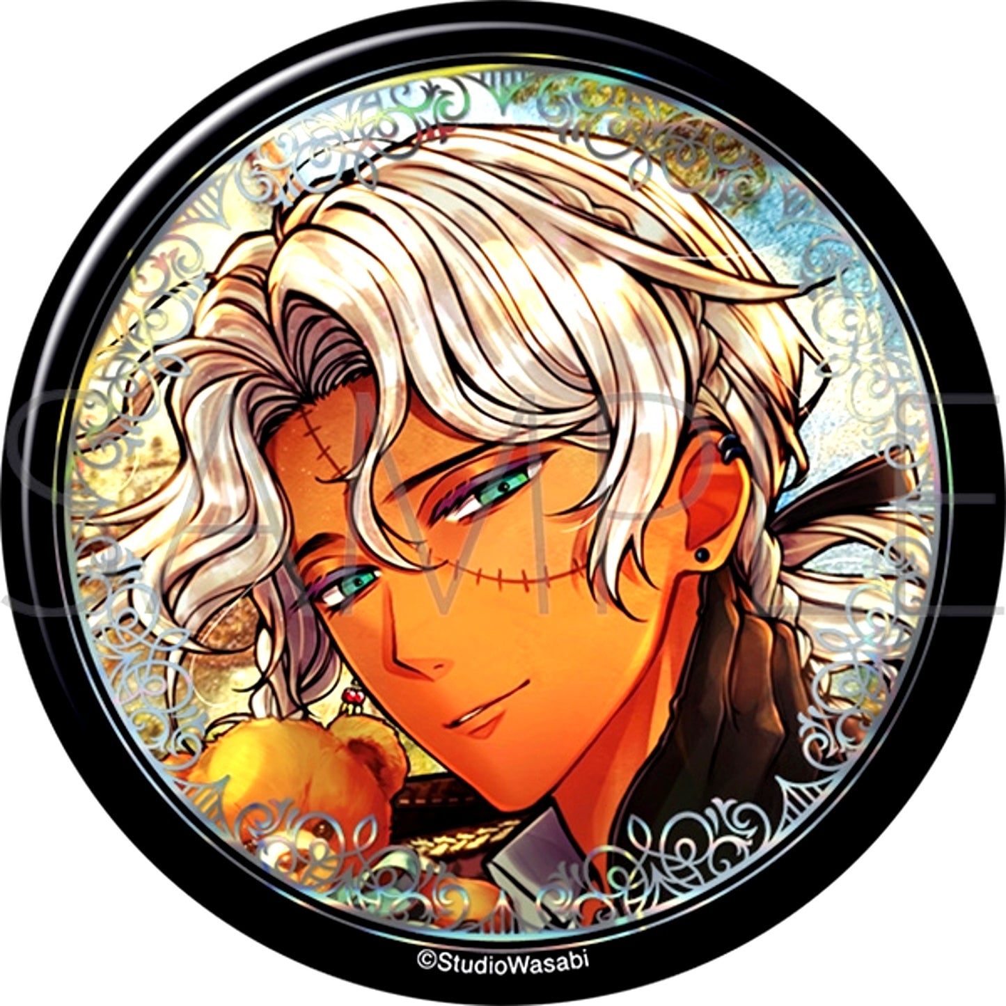 Devil Butler with Black Cat Big Glitter Can Badge / Miyaji Teddy Bear That Brings Happiness [NEW]