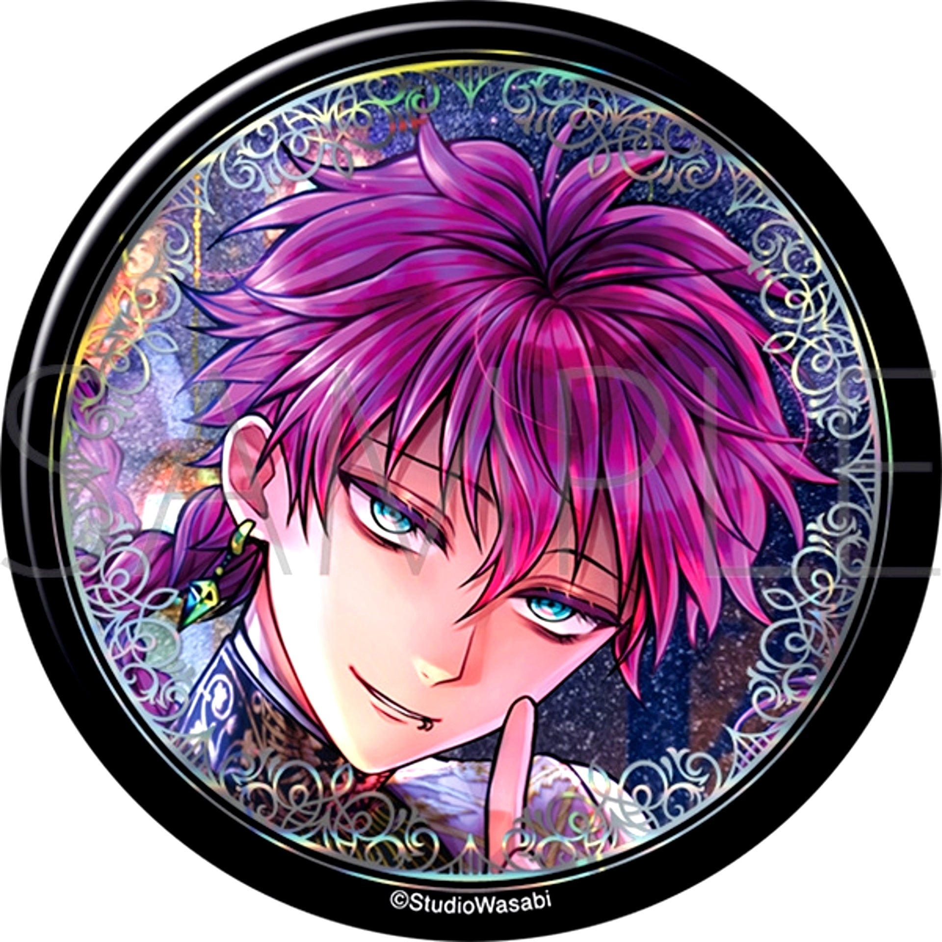 Devil Butler with Black Cat Big Glitter Can Badge / Lato The Desert Labyrinth and the Butler's Vow [NEW]
