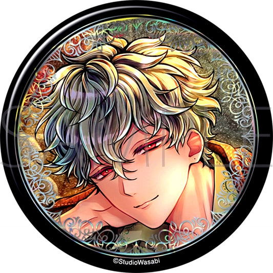 Devil Butler with Black Cat Big Glitter Can Badge / Hanamaru Teddy Bear That Brings Happiness [NEW]