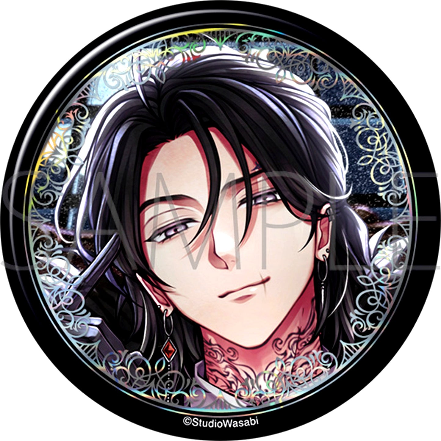 Devil Butler with Black Cat Big Glitter Can Badge / Crowser [NEW]