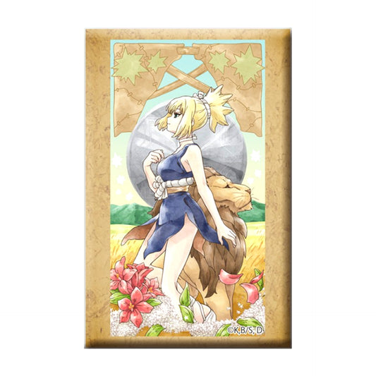 Dr.STONE with Stand Square Button Kohaku Goods - Bache [NEW]