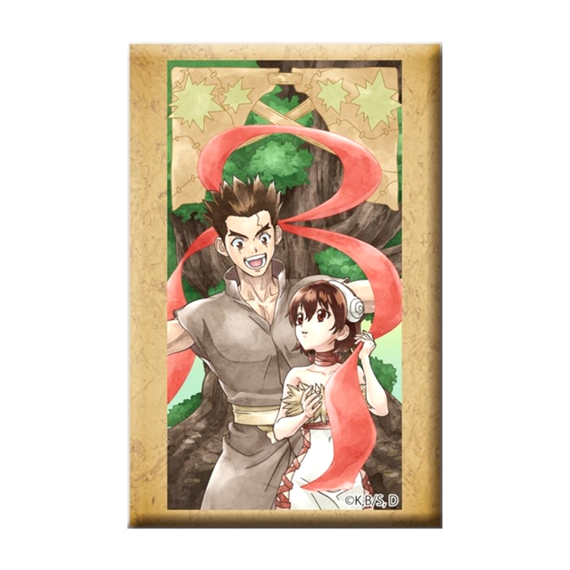 Dr.STONE Square Can Badge with Stand Taiju Oki & Yuzuriha Ogawa [NEW]