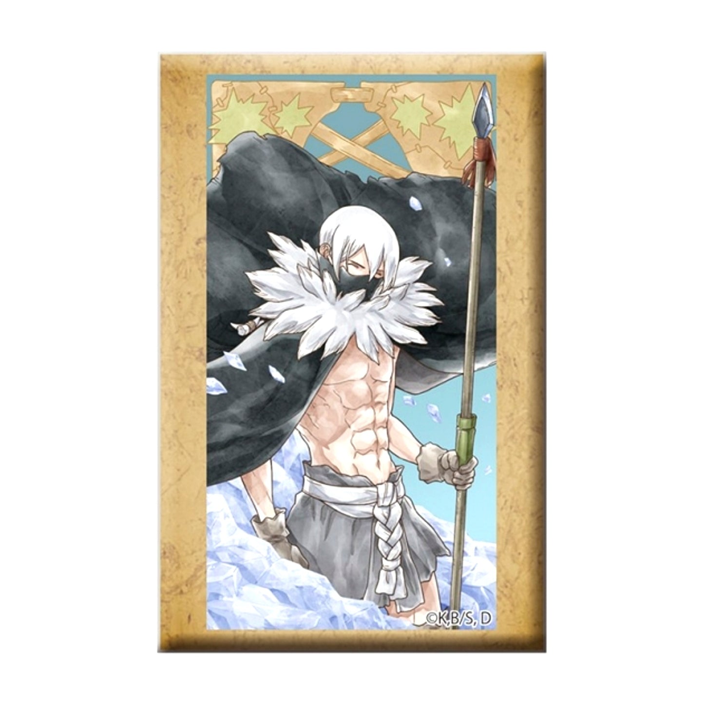 Dr.STONE with Stand Square Button Hyoga Goods - Bache [NEW]