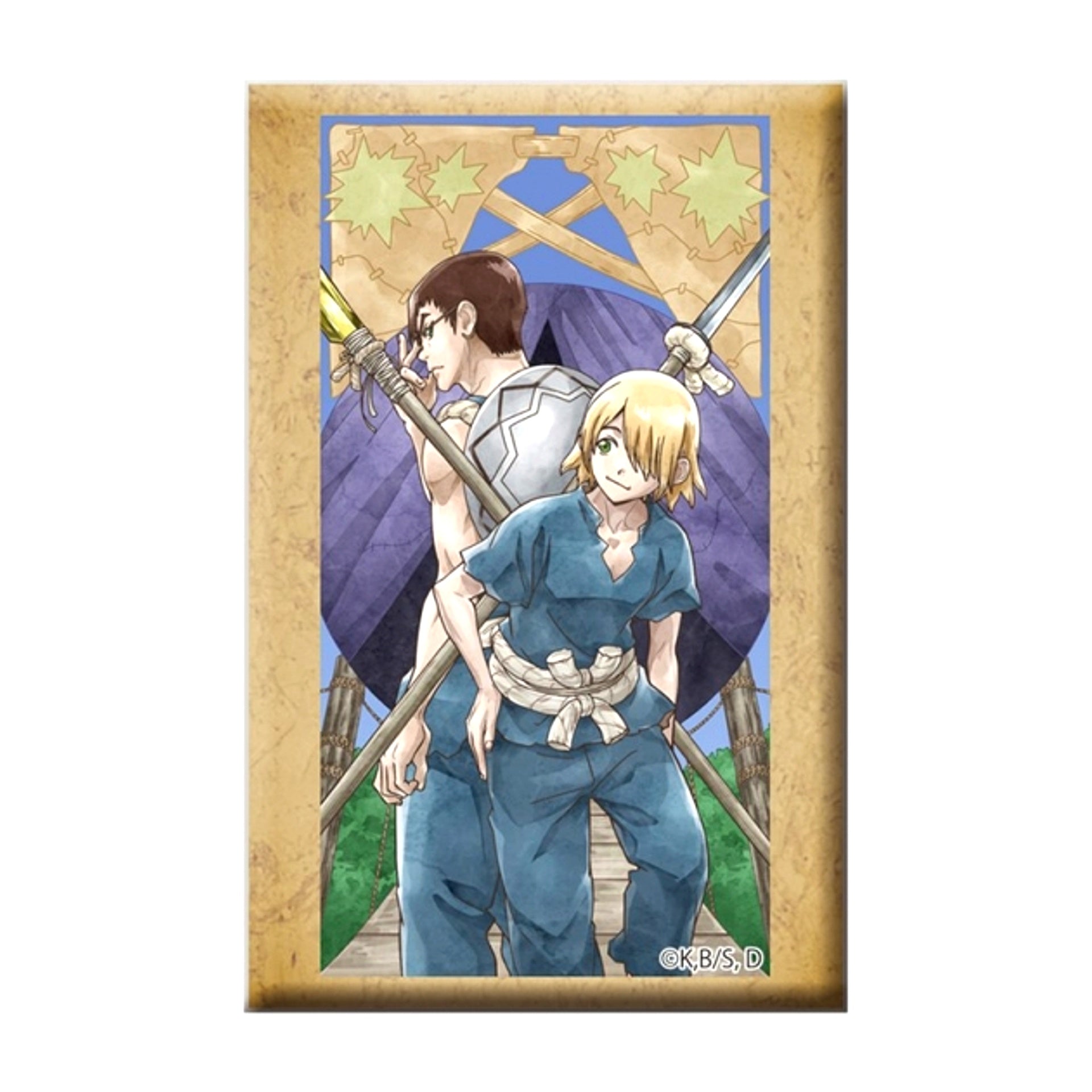 Dr.STONE with Stand Square Button Kinrou & Ginro Goods - Bache [NEW]
