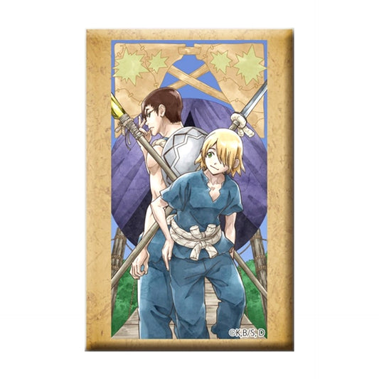 Dr.STONE with Stand Square Button Kinrou & Ginro Goods - Bache [NEW]